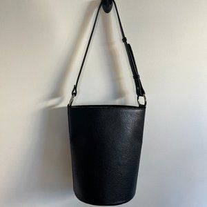 Hyer Goods Black Leather Bucket Shoulder Bag